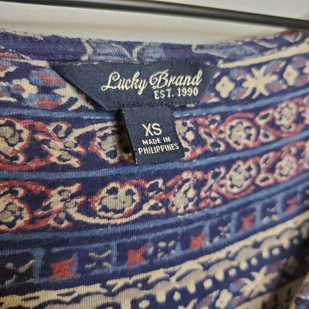 Lucky Brand Floral Woodblock Print Peasant Blouse - Picture 6 of 16